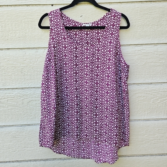 Halogen purple and white patterned sleeveless blouse XL - Picture 1 of 4